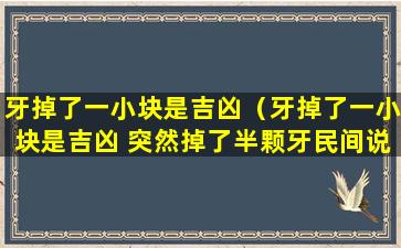 牙掉了一小块是吉凶（牙掉了一小块是吉凶 突然掉了半颗牙民间说法）